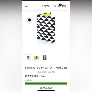 NWT Heys Black and White Triangles Passport Holder
